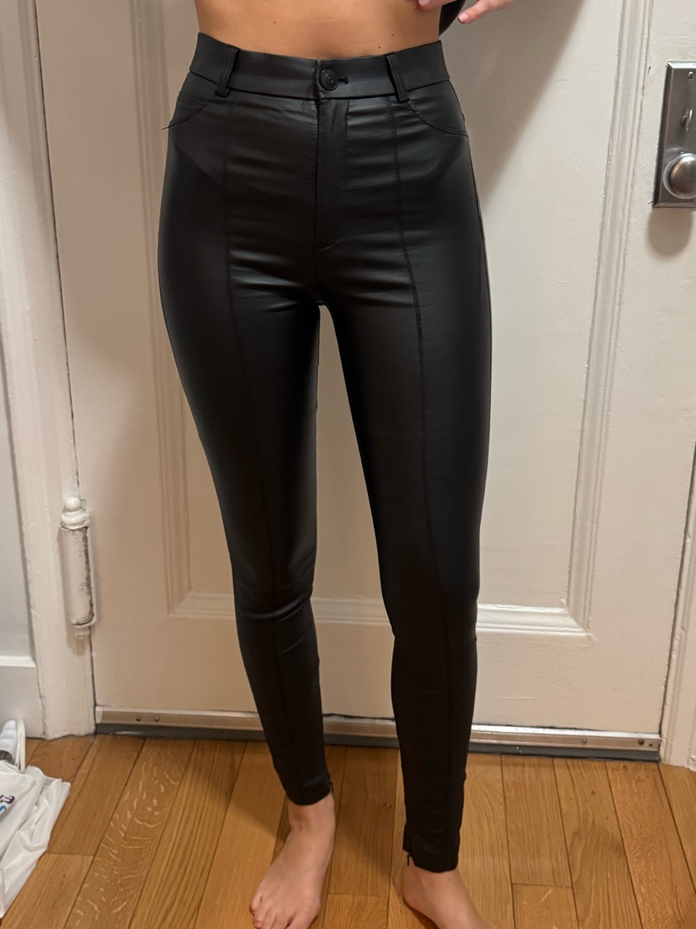 Zara Black Faux Leather Skinny Pants